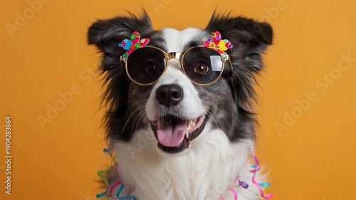 Groovy Dog Celebration - 4K Festive Pet Art for Social Media & Party Branding
