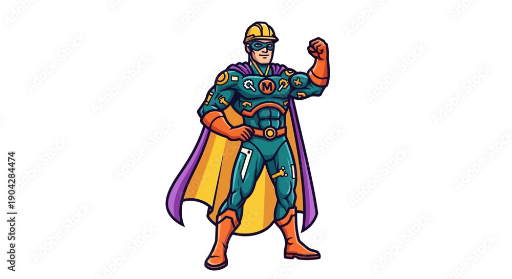 Obraz premium Heroic Superhero Illustration, Comic Style, Digital Art, Colorful Character Design