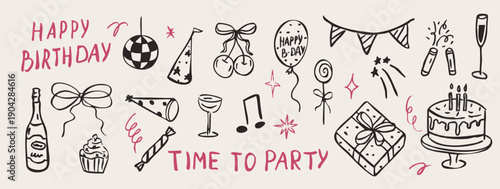 Doodle vector happy birthday collection