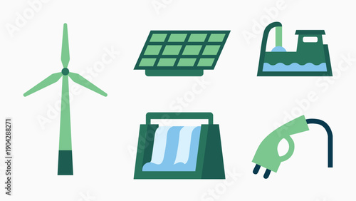 Renewable Energy and Sustainable Power Icons