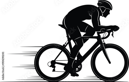 Cyclist riding a bicycle at high speed