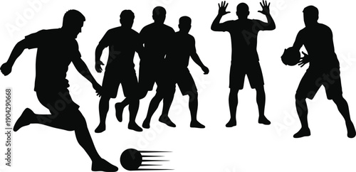 Silhouette of people playing soccer and american football