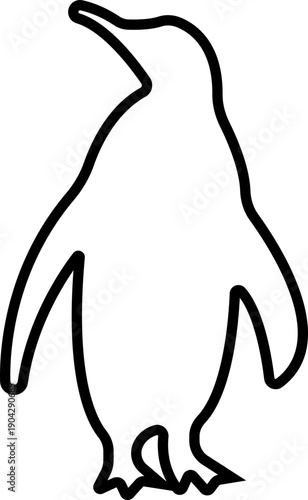 Penguin Line Style Vector Black Icon, Antarctic Bird Silhouette Symbol and Wildlife Outline Graphic Group Featuring Penguin, Seabird and Flightless Bird