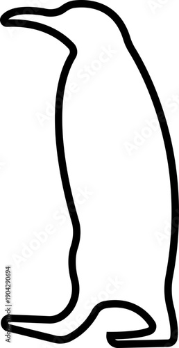 Penguin Line Style Vector Black Icon, Antarctic Bird Silhouette Symbol and Wildlife Outline Graphic Group Featuring Penguin, Seabird and Flightless Bird