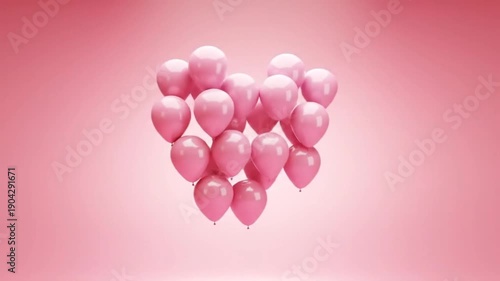 Pink balloons isolated on pink background 