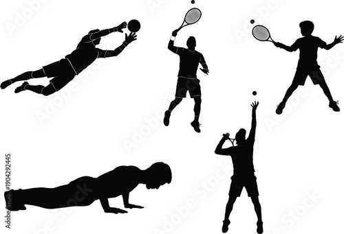 Silhouette of people playing sports and exercising