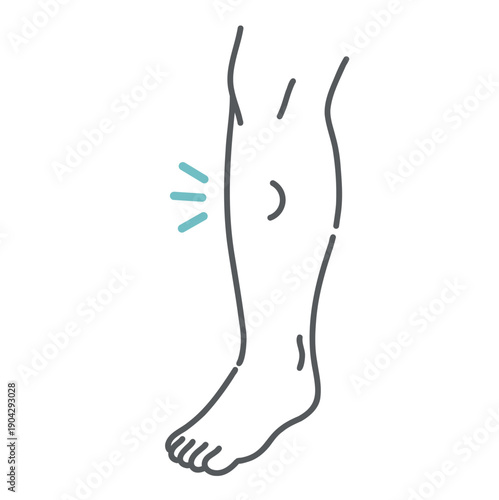 足のむくみ・圧痕性浮腫のイラスト（指で押した跡が戻らない状態）