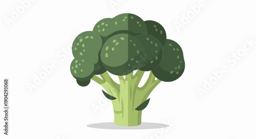 A simple, flat illustration of a green broccoli head with a thick stalk
