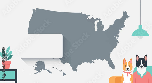 A stylized map of the U.S. with Alaska and Hawaii