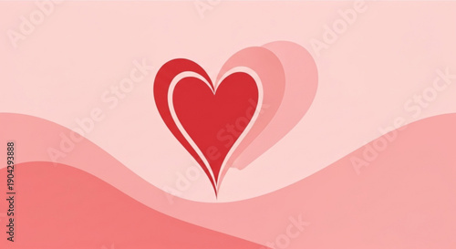 Double overlapping hearts in pink and red on wavy background for love and love background