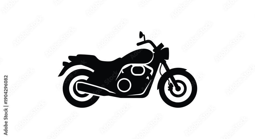 Obraz premium A striking silhouette of a classic motorcycle is presented against a clean white background highlighting its form