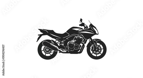A stark silhouette depicts a modern sportbike motorcycle showcasing its aggressive design and streamlined form high quality professional