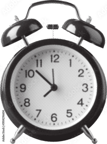 Classic twin bell alarm clock showing the time for waking up