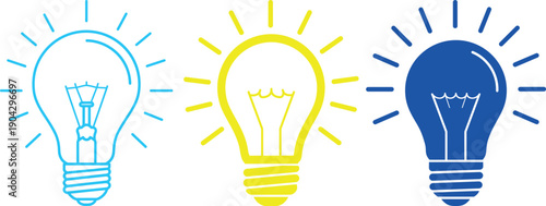 Light bulb icon set for idea and innovation concept