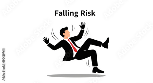 Man in Suit Falling Down Danger Risk.