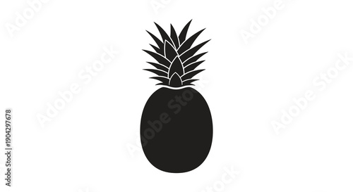 A striking black and white silhouette depicts a pineapple with a detailed crown and solid body high quality professional modern