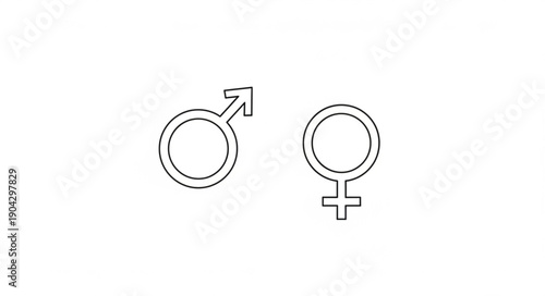 Male and Female Gender Symbols Isolated on White Background.
