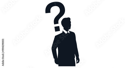 A silhouetted figure of a person is shown with a question mark replacing their head high quality professional