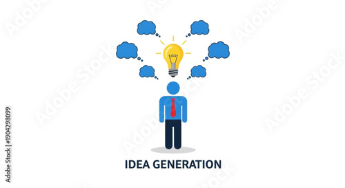 Man with Lightbulb Idea Generation Concept.