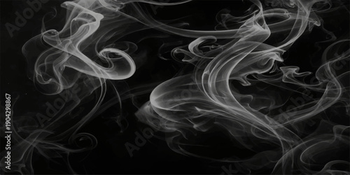 Smooth abstract blue smoke waves and swirling fire flames create a flowing art pattern with soft light motion on a dark black background
