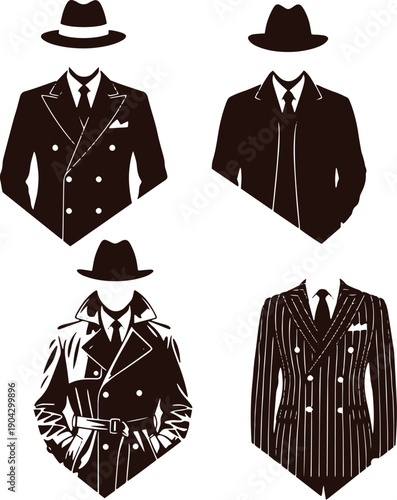 Monochrome suits and hats for men men's fashion formal wear