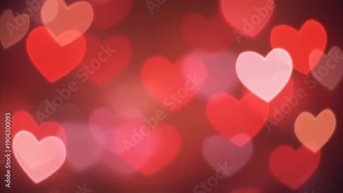 Wallpaper Mural Heart-shaped bokeh lights floating on a red background for Valentine's Day Torontodigital.ca