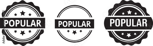 Set of Popular Stamp Seals with Stars and Ribbon Banners, Vector Black Circular Labels for Product Branding Marketing Excellence and Customer Choice