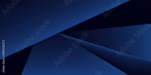 Black dark navy blue silver abstract pattern background. Geometric shape. Line triangle angle fold polygon diamond 3D. Color gradient ombre. Rough grain noise. Light shadow.