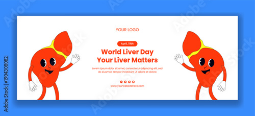 Social Media Cover Hand Drawn Flat Cartoon Background World Liver Day Illustration