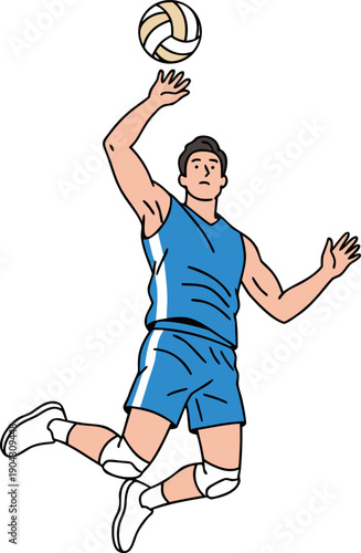 Volleyball Player Jumping for Spike Vector Illustration