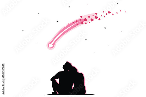 Silhouette of a Pensive Person with Pink Streaks and Dots in Soft Dreamy Lighting on White Background for Mental Health Awareness