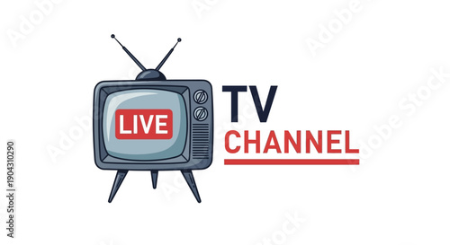 Logo of a live TV channel with a retro television icon