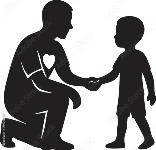 NGO helping child silhouette