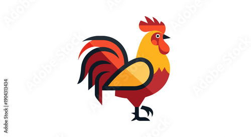 Colorful Cartoon Rooster Illustration 1.