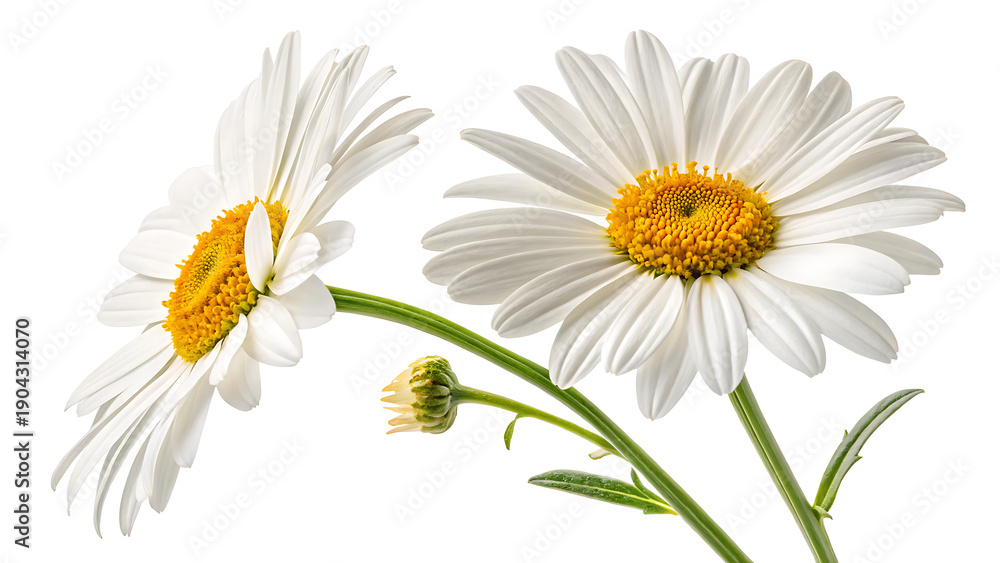 Fototapeta premium White daisies with yellow centers close-up fresh blooming nature floral beauty spring