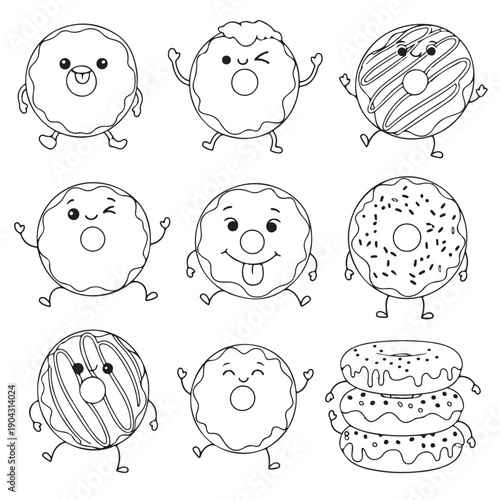 A colorful hand drawn vector set of funny cartoon fruits with smiling faces and playful expressions for kids and fun designs