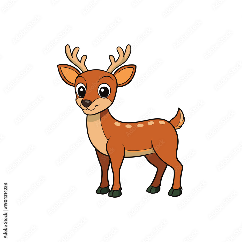 Fototapeta premium Cute Baby Deer Character Vector Illustration Isolated on White