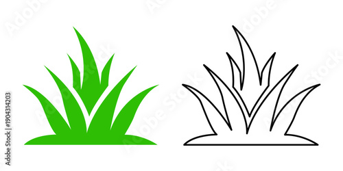 Natural green grass icon vector illustration for garden lawn and landscape