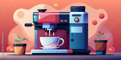 coffee machine morning routine steam pouring from wand with soft morning glow, photo realistic style, high resolution, clear composition
