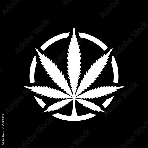 Medical marijuana leaf icon isolated on black background