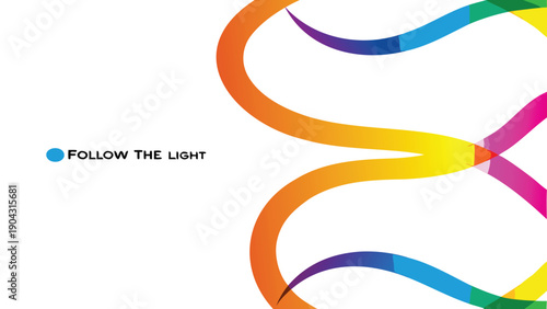 Rainbow gradient swirling lines, directional arrow, follow the light concept, vector illustration for website, banner or presentation, Isolated on transparent background, png