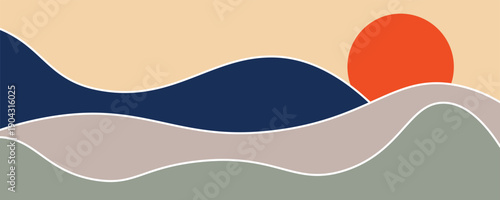 Vintage background with landscape, abstract mountains, suitable for your design templates such as posters, banners, book covers. Vector illustration