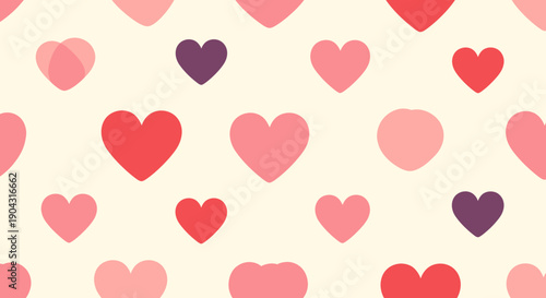 Colorful heart shapes on cream background.