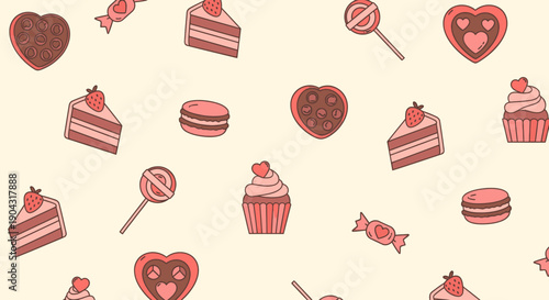 A pattern of sweet treats and desserts.