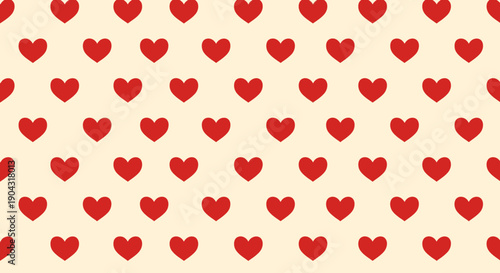 Red heart pattern on cream background.