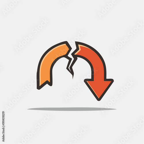 Broken curved arrows pointing in opposite directions.