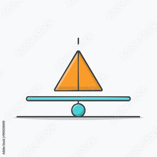 Simple illustration of a seesaw with an orange triangle on one end.