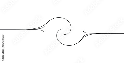 Continuous line art wave flowing smoothly across abstract space with elegant graphic curve