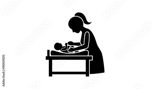 Baby changing icon mother and infant vector illustration