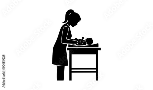 Family friendly baby changing icon vector illustration